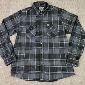 Dixxon Flannel Shirt Men’s XLT Gray Black Sturgis Plaid Check Button Up down
